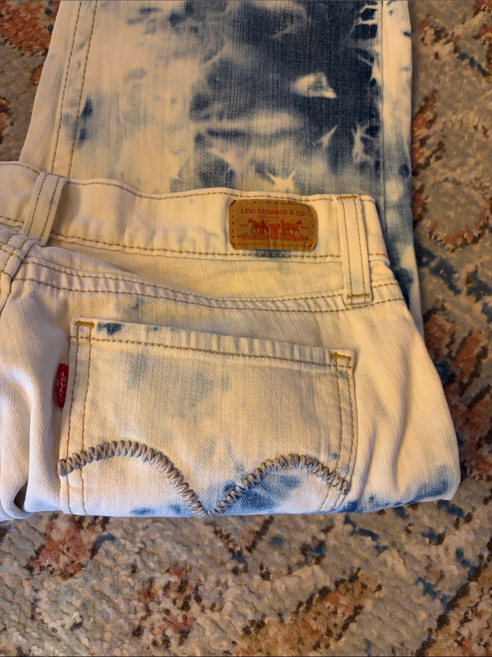 Women’s Tie-Dye Blue and White Jeans - Picture 3 of 5